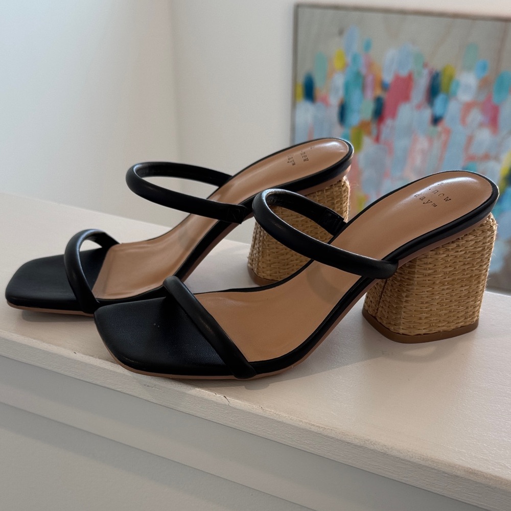 a new day Black and Tan Heeled Sandals